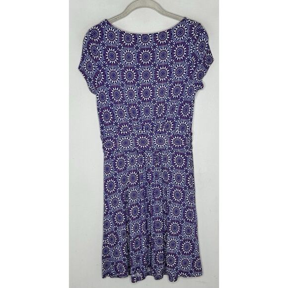 Boden Women’s White Purple Medallion Print Cap Sleeve Jersey Dress Size 4 - Picture 5 of 5